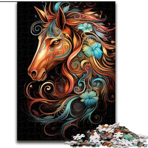 Puzzle 1000 Teile für Erwachsene, Kunst-Pferde-Puzzle aus Holz, perfekt für Halloween, Weihnachten, Geburtstagsgeschenk, 1000 Stück(50x75cm) von XHAXING