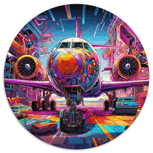 Puzzle 1000 Teile für Erwachsene, Kunstflugzeug, runde Papierpuzzles, Denksportaufgabe, interaktives Familienspiel, geeignet für Kinder ab 14 Jahren (67,5 x 67,5 cm) von XHAXING