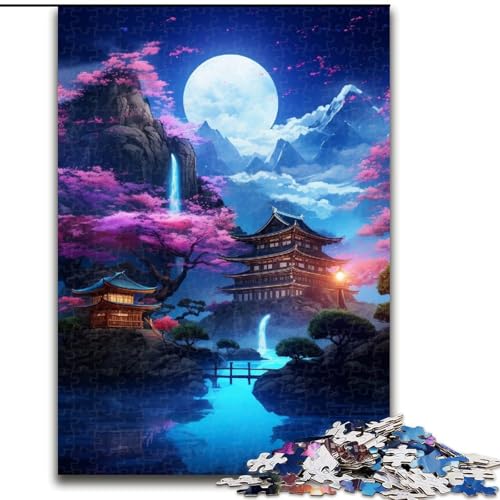 Puzzle 1000 Teile für Erwachsene, Landschaftspuzzle im japanischen Stil aus Holz, Weihnachten, Halloween, Ostern, Neujahr, 1000 Teile(50x75cm) von XHAXING