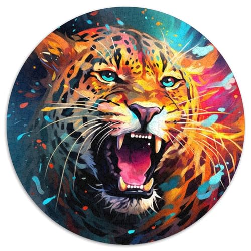 Puzzle 1000 Teile für Erwachsene, Leoparden-Puzzle, rund, aus Pappe, ideales Weihnachts- oder Geburtstagsgeschenk, Partyspiel-Spielzeug (Größe 67,5 x 67,5 cm) von XHAXING