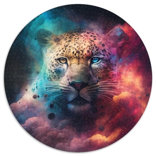Puzzle 1000 Teile für Erwachsene, Leopardennebel, runde Papierpuzzles, Kunstwerk-Dekor, Intelligenzspielzeug für Familien-Indoor-Spiele (67,5 x 67,5 cm) von XHAXING