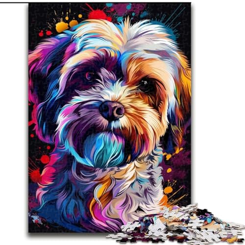 Puzzle 1000 Teile für Erwachsene, Lhasa Apso-Hundekunst-Puzzle aus Pappe, hochschwieriges Denkspiel für Teenager, 1000 Teile(26x38cm) von XHAXING