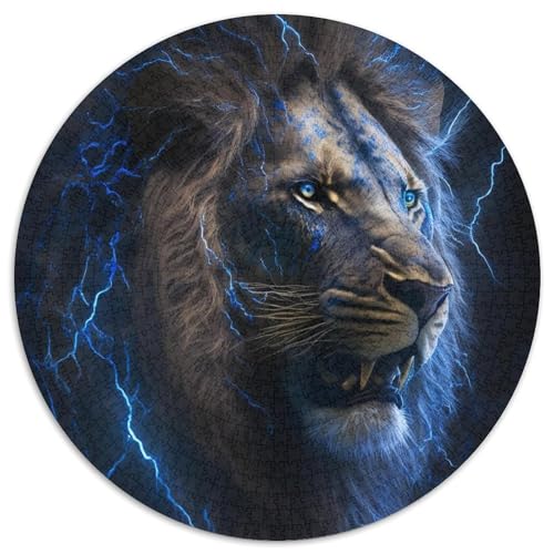 Puzzle 1000 Teile für Erwachsene, Löwe, rund, Papierpuzzle, pädagogische Aktivität zur Verbesserung kognitiver Fähigkeiten (67,5 x 67,5 cm) von XHAXING