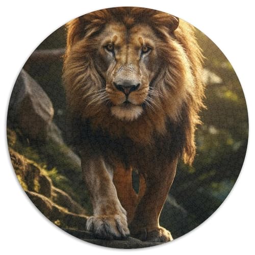 Puzzle 1000 Teile für Erwachsene, Löwe, runde Papierpuzzles, Denksportaufgabe, interaktives Familienspiel, geeignet für Kinder ab 14 Jahren (67,5 x 67,5 cm) von XHAXING