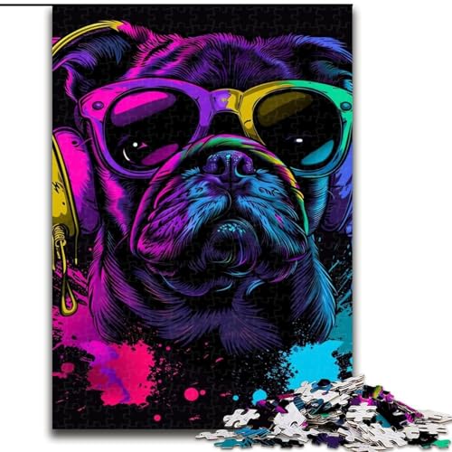 Puzzle 1000 Teile für Erwachsene, Mops-Kunst-Puzzle aus Pappe, Geburtstage, Feiertage und Heimdekoration, 1000 Teile(26x38cm) von XHAXING