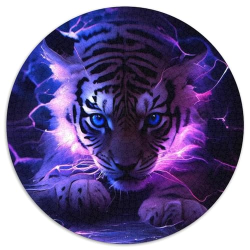 Puzzle 1000 Teile für Erwachsene, Mystischer Bergtiger, rund, aus Pappe, Puzzle für Reiseliebhaber und Paare, anspruchsvolles Spielzeug (Größe 67,5 x 67,5 cm) von XHAXING