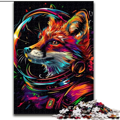 Puzzle 1000 Teile für Erwachsene, Neon-Astronauten-Fuchs-Puzzle aus Pappe, interaktives Familienspiel, Denksportgeschenk, Lernspielzeug, 1000 Teile(26x38cm) von XHAXING