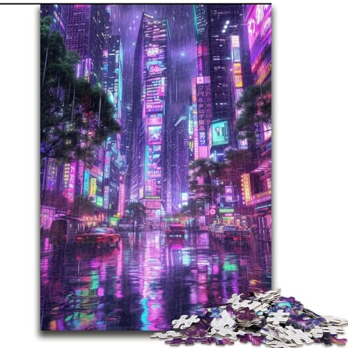 Puzzle 1000 Teile für Erwachsene, Neon City Puzzle aus Pappe, Weihnachten, Halloween, Ostern, Neujahr, 1000 Teile(26x38cm) von XHAXING