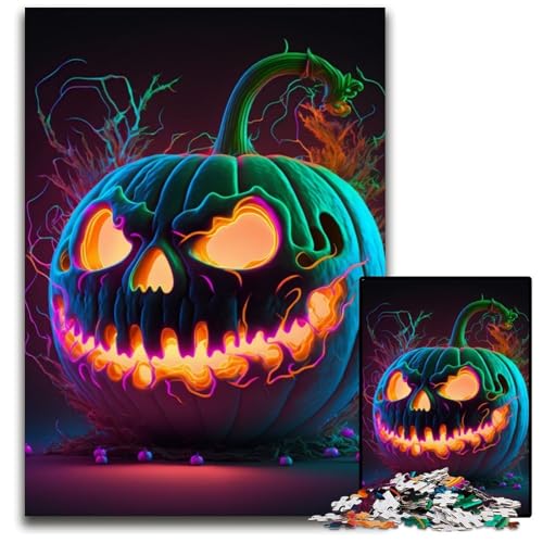 Puzzle 1000 Teile für Erwachsene, Neon-Kürbis, Unmögliches Puzzle für Erwachsene, Geburtstagsgeschenkidee, Herausforderndes Denkspiel, 50 x 75 cm von XHAXING