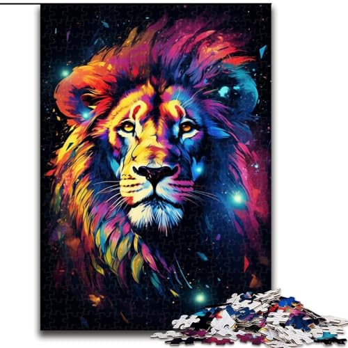Puzzle 1000 Teile für Erwachsene, Neon-Löwe-Puzzle aus Pappe, geeignet für Geburtstage, Halloween, Thanksgiving, Ostern, 1000 Teile(26x38cm) von XHAXING