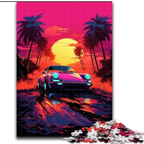 Puzzle 1000 Teile für Erwachsene, Neon-Sportwagen-Puzzle aus Pappe, geeignet für Geburtstage, Halloween, Thanksgiving, Ostern, 1000 Teile(26x38cm) von XHAXING