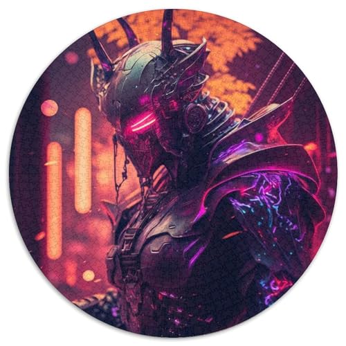 Puzzle 1000 Teile für Erwachsene, Neon Warrior, rund, aus Pappe, ideales Weihnachts- oder Geburtstagsgeschenk, Partyspiel-Spielzeug (Größe 67,5 x 67,5 cm) von XHAXING