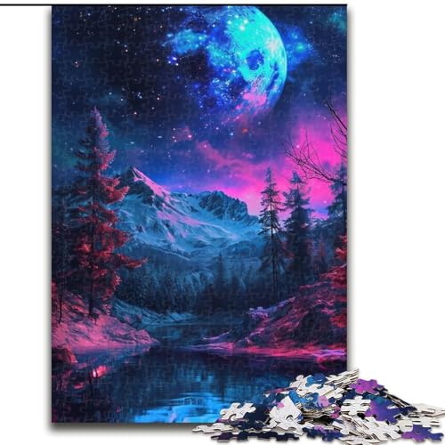 Puzzle 1000 Teile für Erwachsene, Neon-Winter-Natur-Puzzle aus Holz, Familienbindungsaktivität, Heimdekorationsgeschenk, Familienspielzeugspiel, 1000 Teile(50x75cm) von XHAXING