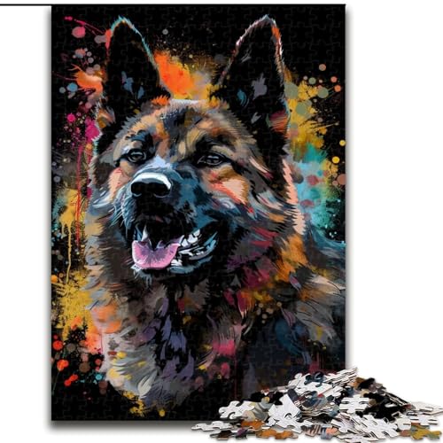 Puzzle 1000 Teile für Erwachsene, Norwegischer Elchhund, Kunstpuzzle aus Holz, perfekt für Halloween, Weihnachten, Geburtstagsgeschenk, 1000 Stück(50x75cm) von XHAXING