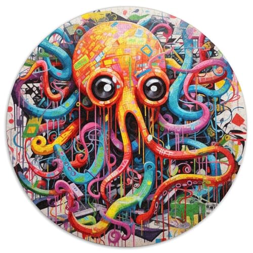 Puzzle 1000 Teile für Erwachsene, Oktopus-Graffiti-Puzzle aus Pappe, anspruchsvolles Denkspiel für Teenager, Spaß für den Spieleabend mit der Familie (67,5 x 67,5 cm) von XHAXING