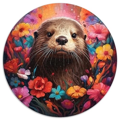 Puzzle 1000 Teile für Erwachsene, Otter, runde Papppuzzles, Familienspielabend, Heimdekoration und Gehirntrainingsgeschenk (Größe 67,5 x 67,5 cm) von XHAXING