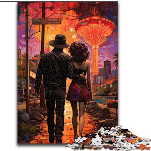 Puzzle 1000 Teile für Erwachsene, Paar auf der Straße, Puzzle aus Holz, pädagogische Aktivität zur Verbesserung kognitiver Fähigkeiten, 1000 Stück(50x75cm) von XHAXING