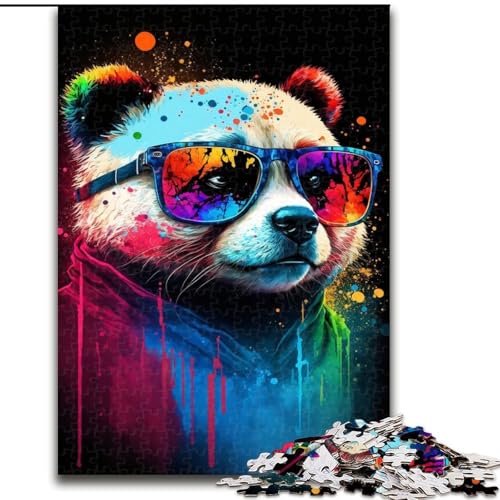 Puzzle 1000 Teile für Erwachsene, Panda mit Brille, aus Pappe, mit interaktivem Familienspiel, Kinder ab 10 Jahren, 1000 Teile(26x38cm) von XHAXING
