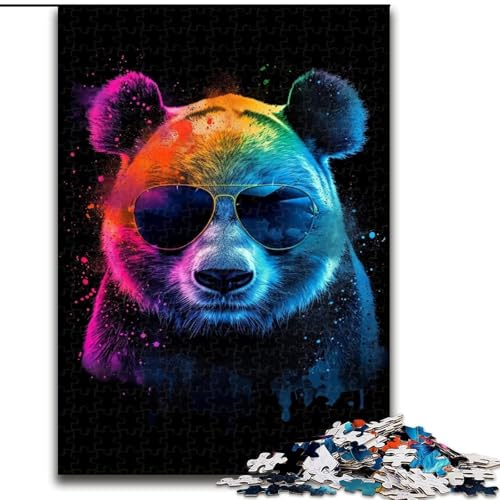 Puzzle 1000 Teile für Erwachsene, Panda mit Sonnenbrille, Puzzle aus Holz, geeignet für Geburtstage, Halloween, Thanksgiving, Ostern, 1000 Stück(50x75cm) von XHAXING