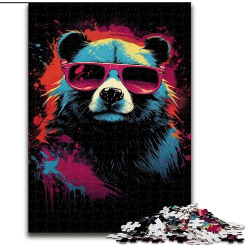 Puzzle 1000 Teile für Erwachsene, Panda mit Sonnenbrille, Puzzle aus Pappe, geeignet für Geburtstage, Halloween, Thanksgiving, Ostern, 1000 Teile(26x38cm) von XHAXING