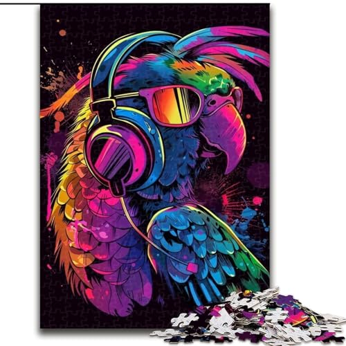 Puzzle 1000 Teile für Erwachsene, Papagei mit Sonnenbrille, Puzzle aus Pappe, geeignet für Geburtstage, Halloween, Thanksgiving, Ostern, 1000 Teile(26x38cm) von XHAXING