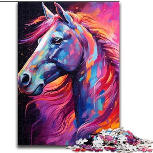 Puzzle 1000 Teile für Erwachsene, Pferdemalerei-Puzzle aus Pappe, anspruchsvolles Denkspiel für Teenager, Spaß für den Familienspieleabend, 1000 Teile(26x38cm) von XHAXING