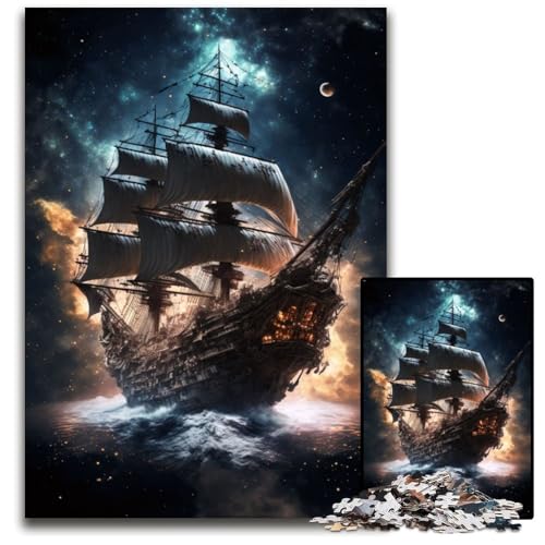 Puzzle 1000 Teile für Erwachsene, Piratenschiff im Weltraum, Unmögliches Puzzle für Erwachsene, Geburtstagsgeschenkidee, Herausforderndes Denkspiel, 50x75cm Puzzle 1000 Teile für Erwachsene, Piratenschiff im Weltraum, Unmögliches Puzzle für Erwachsene, Geburtstagsgeschenkidee, Herausforderndes Denkspiel, 50x75cm von XHAXING
