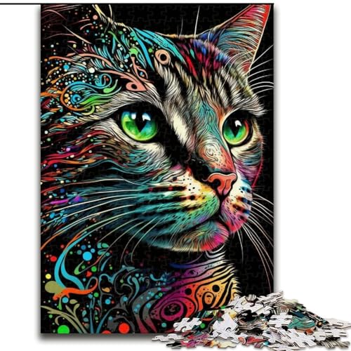 Puzzle 1000 Teile für Erwachsene, Porträt Einer schönen Katze, Puzzle aus Holz, interaktives Familienspiel, Heimdekoration zum Selbermachen, anspruchsvolles Denksport-Geschenk, 1000 Teile(50x75cm) von XHAXING