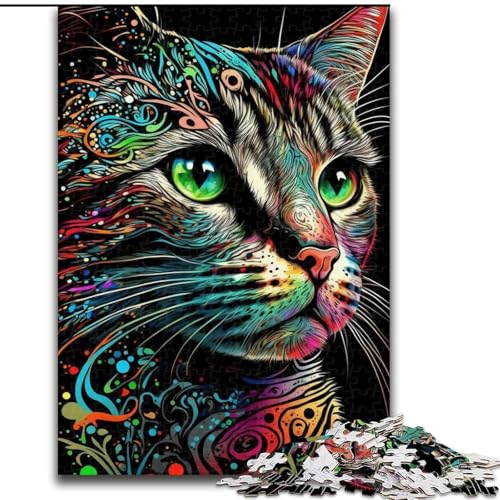 Puzzle 1000 Teile für Erwachsene, Porträt Einer schönen Katze, Puzzle aus Pappe, interaktives Familienspiel, Denksportgeschenk, Lernspielzeug, 1000 Teile(26x38cm) von XHAXING