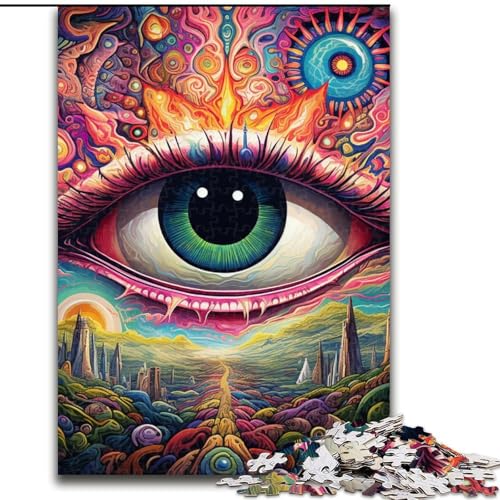 Puzzle 1000 Teile für Erwachsene, Psychedelic Eyes, aus Holz, mit interaktivem Familienspiel, Altersgruppen ab 10 Jahren, 1000 Stück(50x75cm) von XHAXING