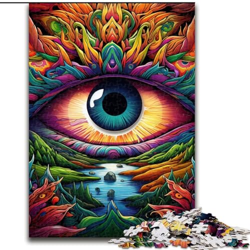 Puzzle 1000 Teile für Erwachsene, Psychedelic Eyes, aus Holz, mit interaktivem Familienspiel, Altersgruppen ab 10 Jahren, 1000 Stück(50x75cm) von XHAXING