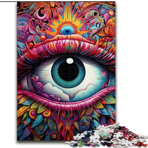Puzzle 1000 Teile für Erwachsene, Psychedelic Eyes, aus Pappe, geeignet für Geburtstage, Halloween, Thanksgiving, Ostern, 1000 Teile(26x38cm) von XHAXING