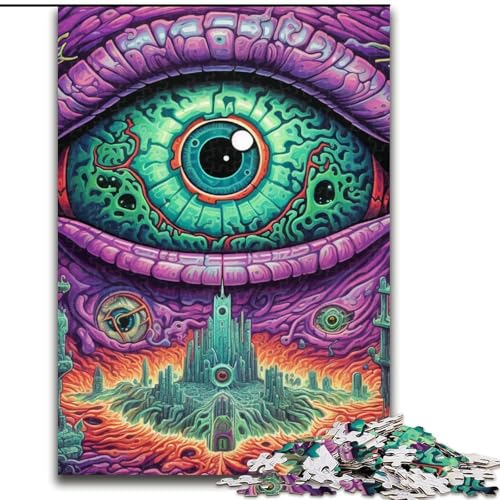 Puzzle 1000 Teile für Erwachsene, Psychedelic Eyes Puzzle aus Holz, perfekt für Halloween, Weihnachten, Geburtstagsgeschenk, 1000 Stück(50x75cm) von XHAXING