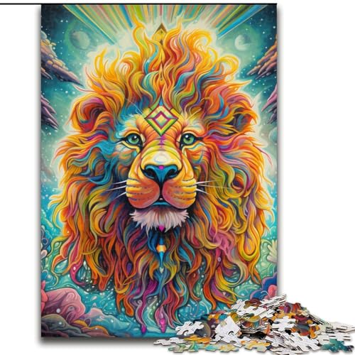 Puzzle 1000 Teile für Erwachsene, Psychedelic Lions Puzzles aus Pappe, geeignet für Geburtstage, Halloween, Thanksgiving, Ostern, 1000 Stück(26x38cm) von XHAXING