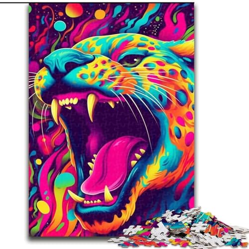 Puzzle 1000 Teile für Erwachsene, Psychedelic Panther Puzzle, aus Pappe, perfekt für Halloween, Weihnachten, Geburtstagsgeschenk, 1000 Stück(26x38cm) von XHAXING