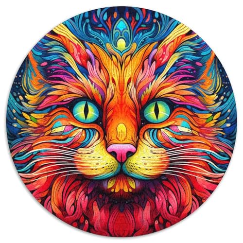 Puzzle 1000 Teile für Erwachsene, Psychedelische Katze, Papierpuzzle, Denksportaufgabe, Spiel für Erwachsene, interaktive Familienaktivität (67,5 x 67,5 cm) von XHAXING