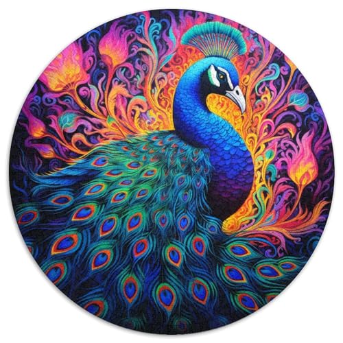 Puzzle 1000 Teile für Erwachsene, Psychedelischer Pfau, Papierpuzzle, Denksportaufgabe, Spiel für Erwachsene, interaktive Familienaktivität (67,5 x 67,5 cm) von XHAXING