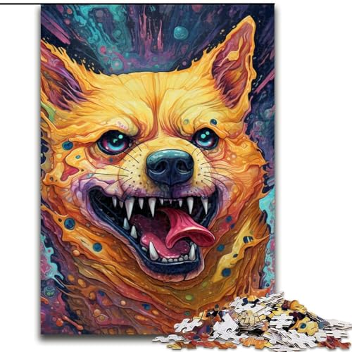 Puzzle 1000 Teile für Erwachsene, Psychedelisches Corgi-Puzzle aus Holz, Perfekt für Halloween, Weihnachten, Geburtstagsgeschenk, 1000 Stück(50x75cm) von XHAXING