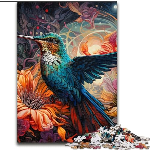 Puzzle 1000 Teile für Erwachsene, Psychedelisches Kolibri-Puzzle aus Pappe, geeignet für Geburtstage, Halloween, Thanksgiving, Ostern, 1000 Teile(26x38cm) von XHAXING
