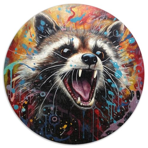 Puzzle 1000 Teile für Erwachsene, Psychedelisches Tier-Waschbär-Puzzle aus Pappe, anspruchsvolles Denkspiel für Teenager, Spaß für den Spieleabend mit der Familie (67,5 x 67,5 cm) von XHAXING