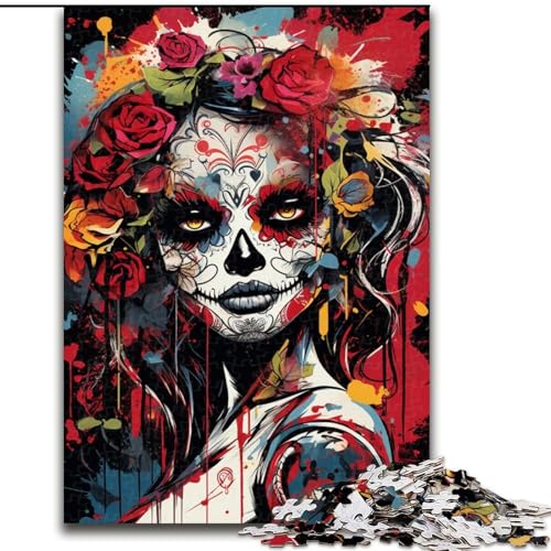 Puzzle 1000 Teile für Erwachsene, Psychedelisches Totenkopf-Puzzle aus Holz, anspruchsvolles Denkspiel für Teenager und Familien, 1000 Teile(50x75cm) von XHAXING