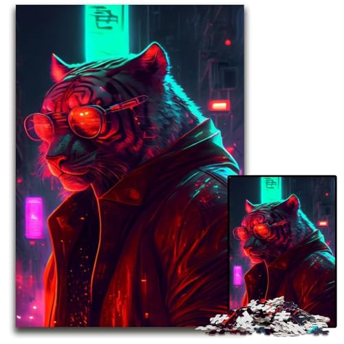 Puzzle 1000 Teile für Erwachsene, Punk-Tiger-Puzzles für Erwachsene, Denkspiel für Teenager, 50x75cm Puzzle 1000 Teile für Erwachsene, Punk-Tiger-Puzzles für Erwachsene, Denkspiel für Teenager, 50x75cm von XHAXING