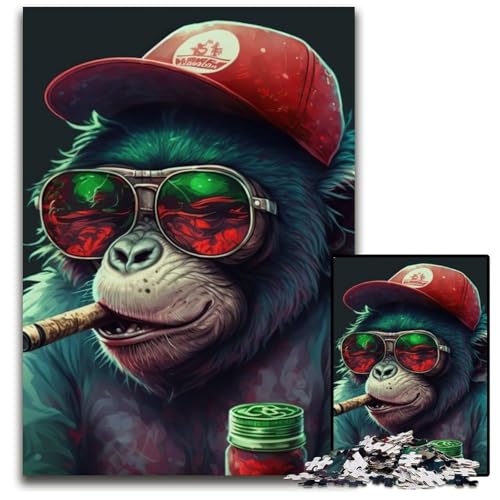Puzzle 1000 Teile für Erwachsene, Rauchender AFFE, Puzzles für Erwachsene, Denkspiel für Teenager, 50x75cm Puzzle 1000 Teile für Erwachsene, Rauchender AFFE, Puzzles für Erwachsene, Denkspiel für Teenager, 50x75cm von XHAXING