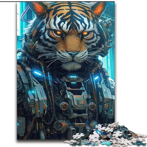 Puzzle 1000 Teile für Erwachsene, Roboter-Tiger-Puzzle aus Pappe, perfekt für Halloween, Weihnachten, Geburtstagsgeschenk, 1000 Teile(26x38cm) von XHAXING