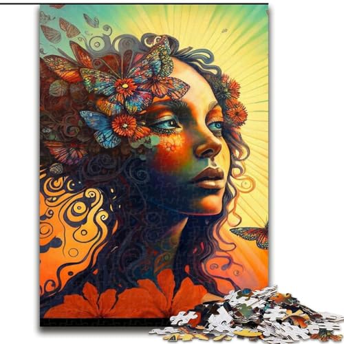 Puzzle 1000 Teile für Erwachsene, Rose, schönes Mädchen, Puzzle aus Holz, perfekt für Halloween, Weihnachten, Geburtstagsgeschenk, 1000 Stück(50x75cm) von XHAXING