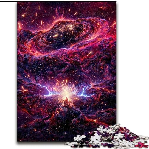 Puzzle 1000 Teile für Erwachsene, Rotes Super Nova Puzzle aus Pappe, schwieriges Denkspiel für Teenager, 1000 Teile(26x38cm) von XHAXING