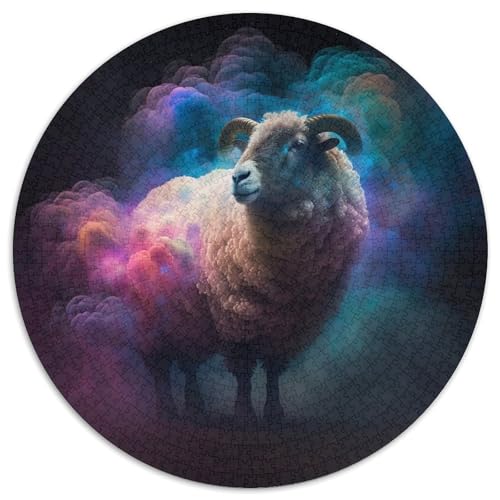 Puzzle 1000 Teile für Erwachsene, Schafnebel, rund, aus Pappe, ideales Weihnachts- oder Geburtstagsgeschenk, Partyspiel-Spielzeug (Größe 67,5 x 67,5 cm) von XHAXING