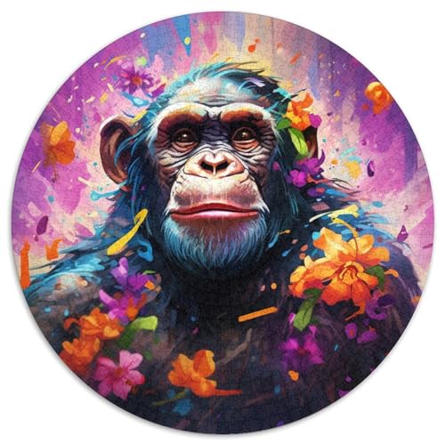 Puzzle 1000 Teile für Erwachsene, Schimpansen-Rundpuzzle, Denkspiel für Teenager, (Größe 67,5 x 67,5 cm) von XHAXING