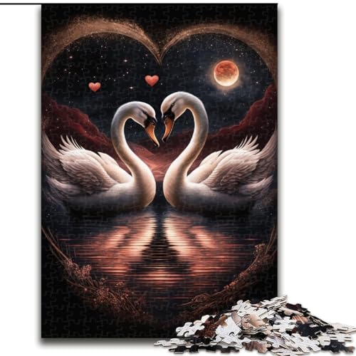 Puzzle 1000 Teile für Erwachsene, Schwanen-Puzzle aus Metall aus Holz, schwieriges Denkspiel für Jugendliche, 1000 Teile(50x75cm) von XHAXING