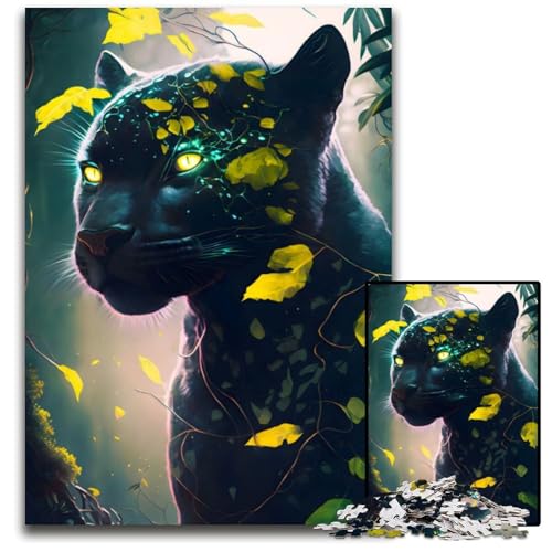 Puzzle 1000 Teile für Erwachsene, Schwarzer Panther, Tier, Unmögliches Puzzle für Erwachsene, Geburtstagsgeschenkidee, Herausforderndes Denkspiel, 26x38cm von XHAXING